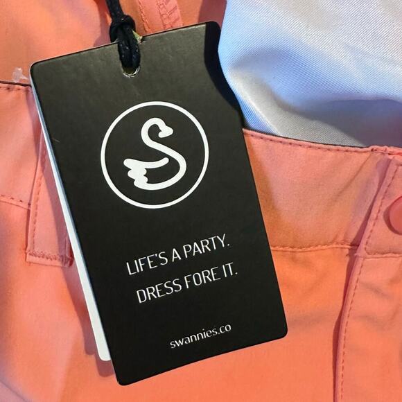 NWT Swannies Orange Repreve Recycled Polyester Chino Sully Shorts Size 34 - Picture 3 of 6